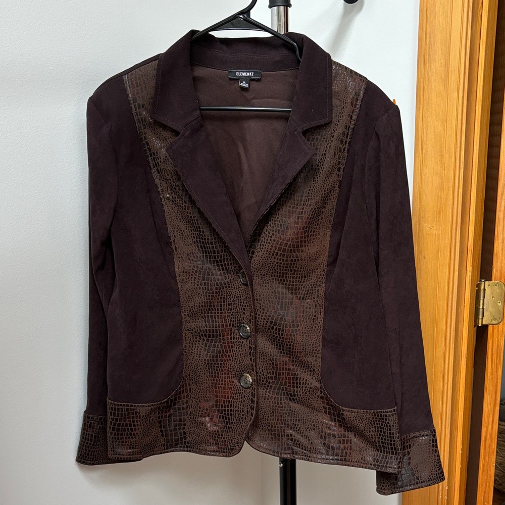 Vintage Elementz Chocolate Brown Snakeskin Women's Blazer